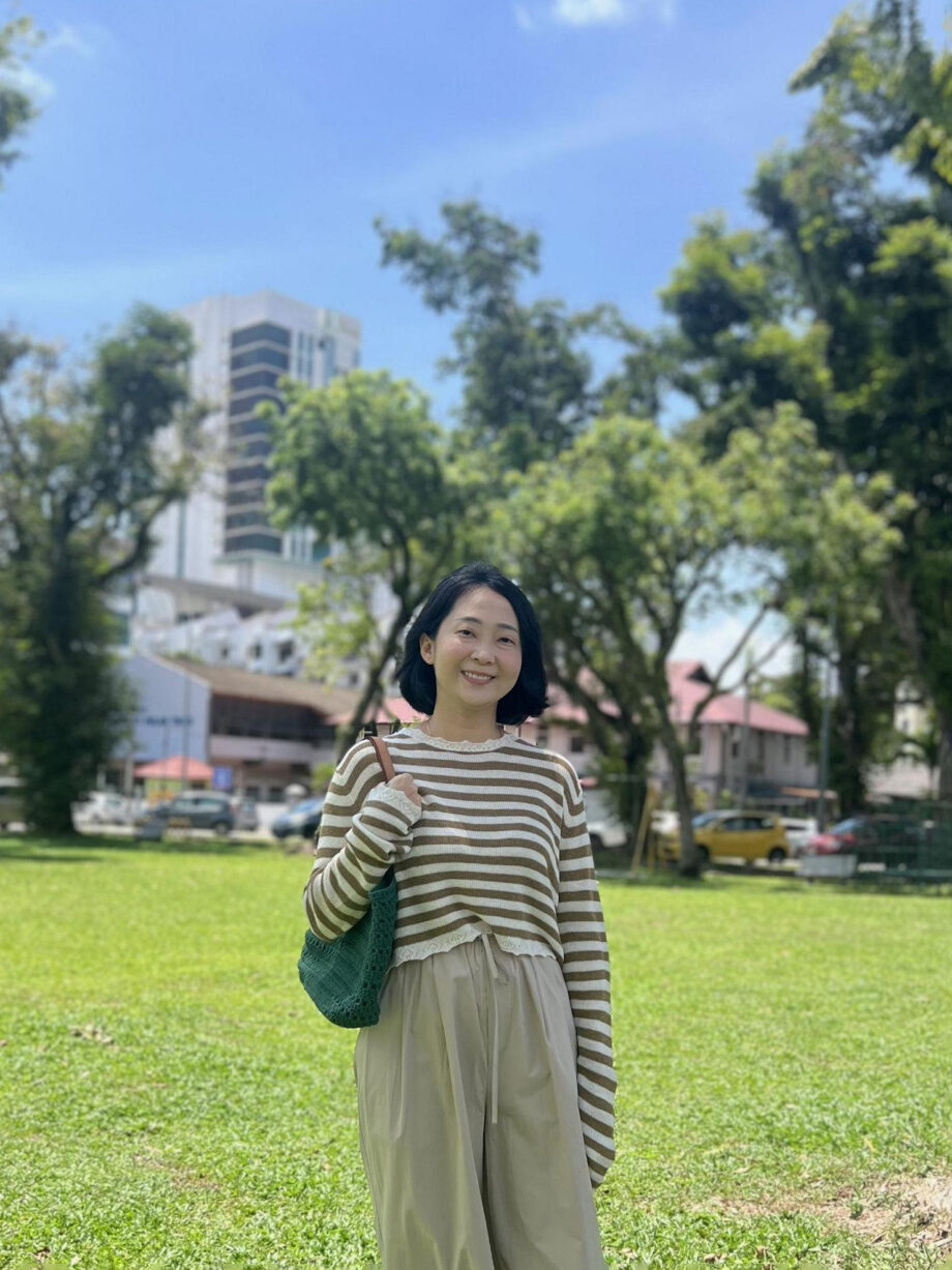 Lace-trim Striped Knit Top