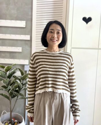Lace-trim Striped Knit Top