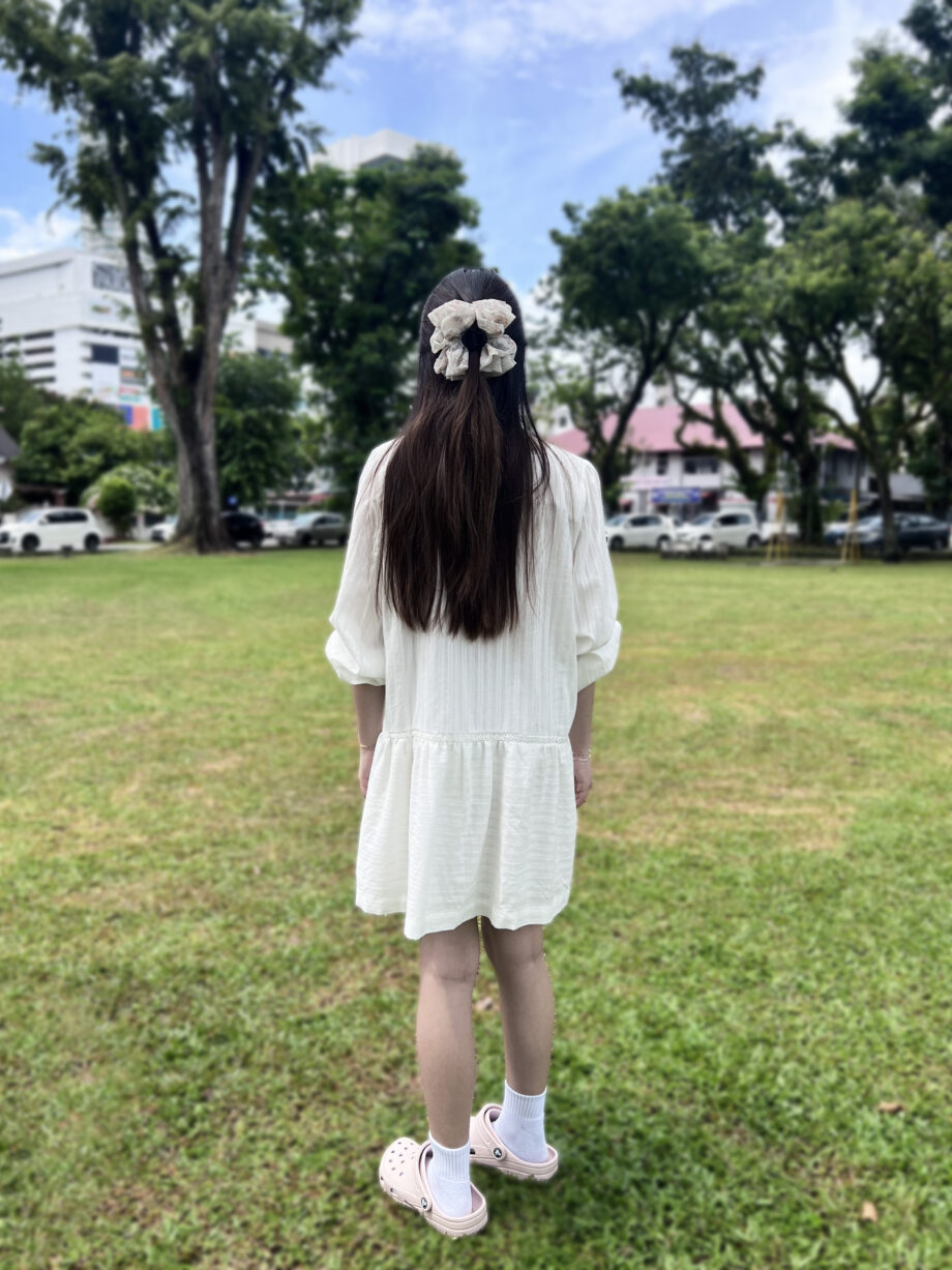 Textured Cotton Pintuck Dress