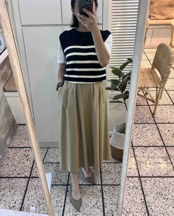 Stripe Short Sleeves Sweater