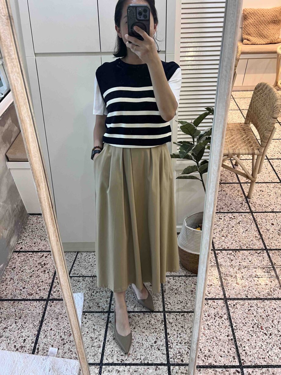 Stripe Short Sleeves Sweater