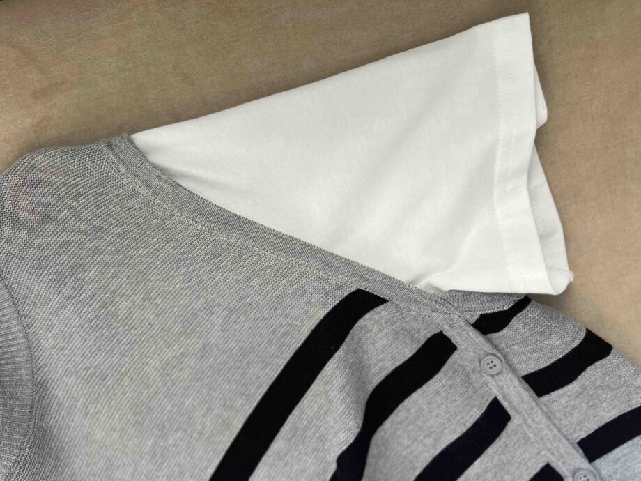 Stripe Short Sleeves Sweater